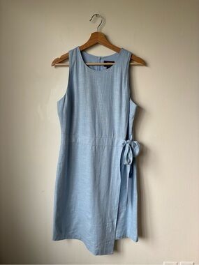 RW&Co ✨2026 HOTTEST COLOUR✨ Light Blue Sleeveless Tie-Waist Dress - linen blend